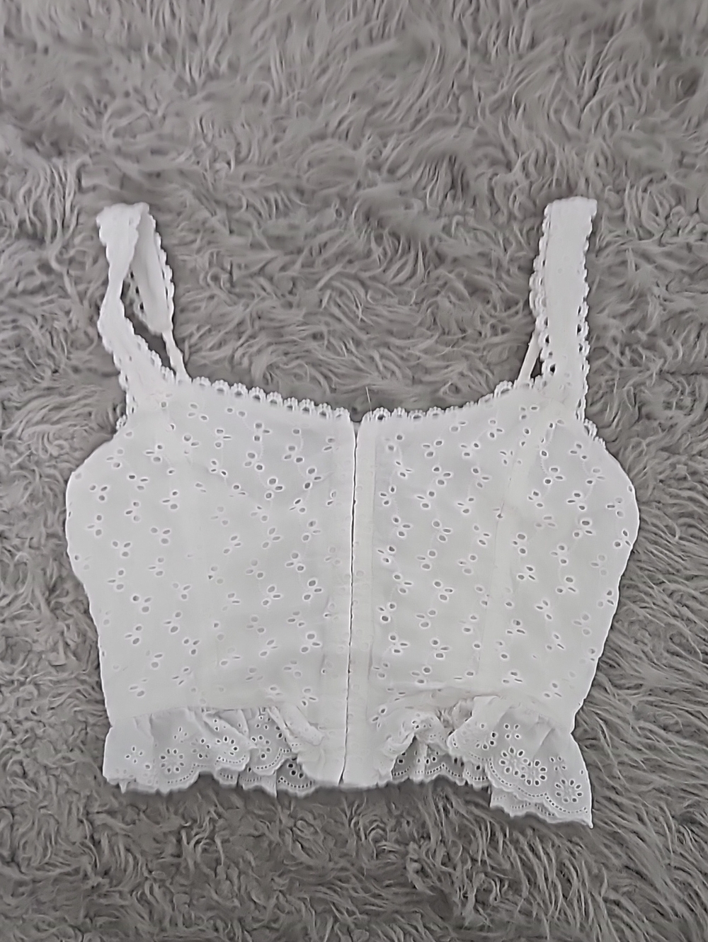 All in Favor White Eyelet Lace Crop Camisole